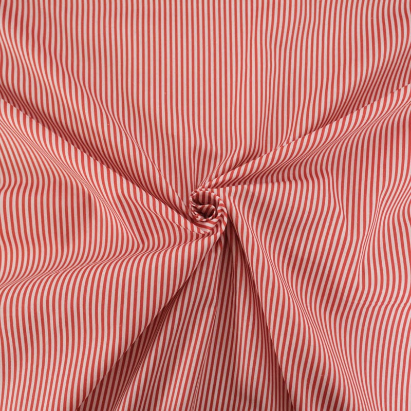 Terracotta-Striped Cotton Poplin - Maison Klem